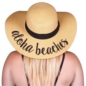 C.C. Alpha beaches summer sun straw hat floppy vibes swim hat weaved NWT